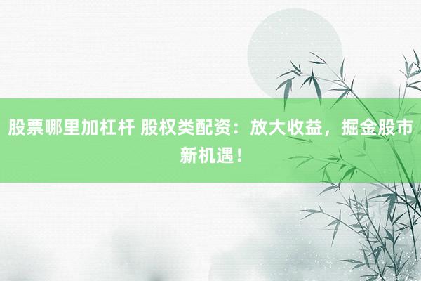 股票哪里加杠杆 股权类配资：放大收益，掘金股市新机遇！