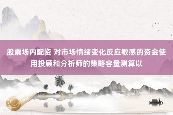股票场内配资 对市场情绪变化反应敏感的资金使用投顾和分析师的策略容量测算以