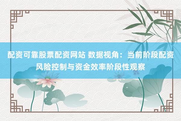 配资可靠股票配资网站 数据视角：当前阶段配资风险控制与资金效率阶段性观察
