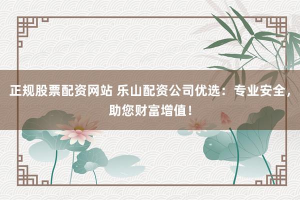 正规股票配资网站 乐山配资公司优选：专业安全，助您财富增值！